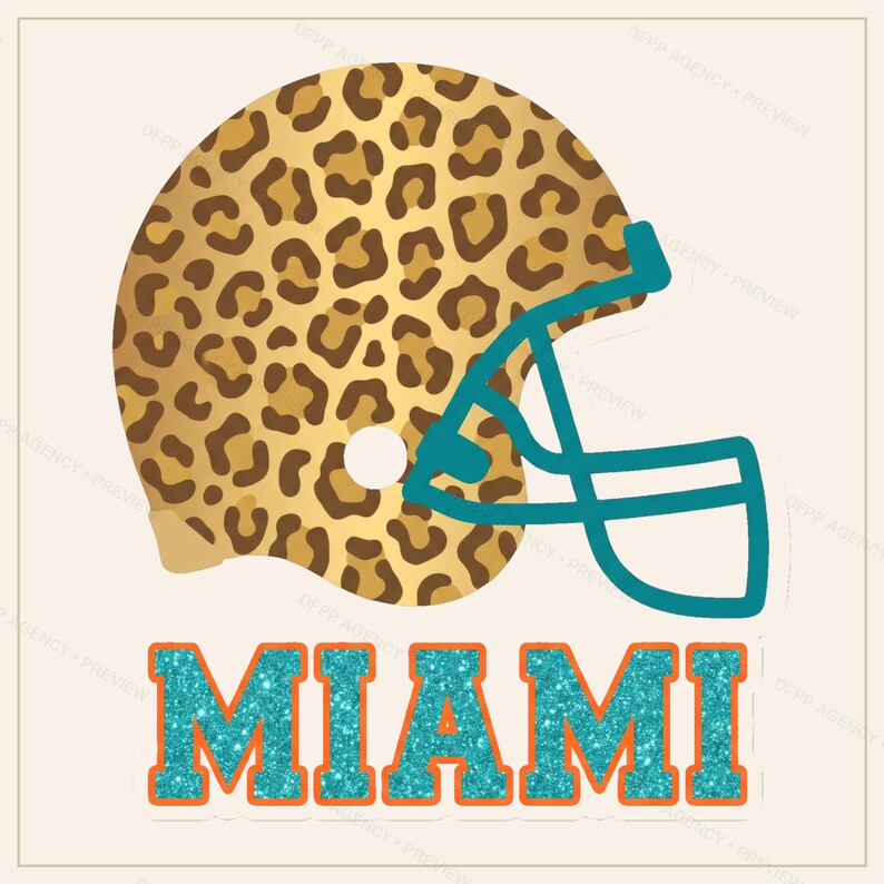 Sublimeringspaket för Miami Football, 8 PNG-hjälmdesigner, Clipart för matchdagströjor, digital nedladdning bild 5