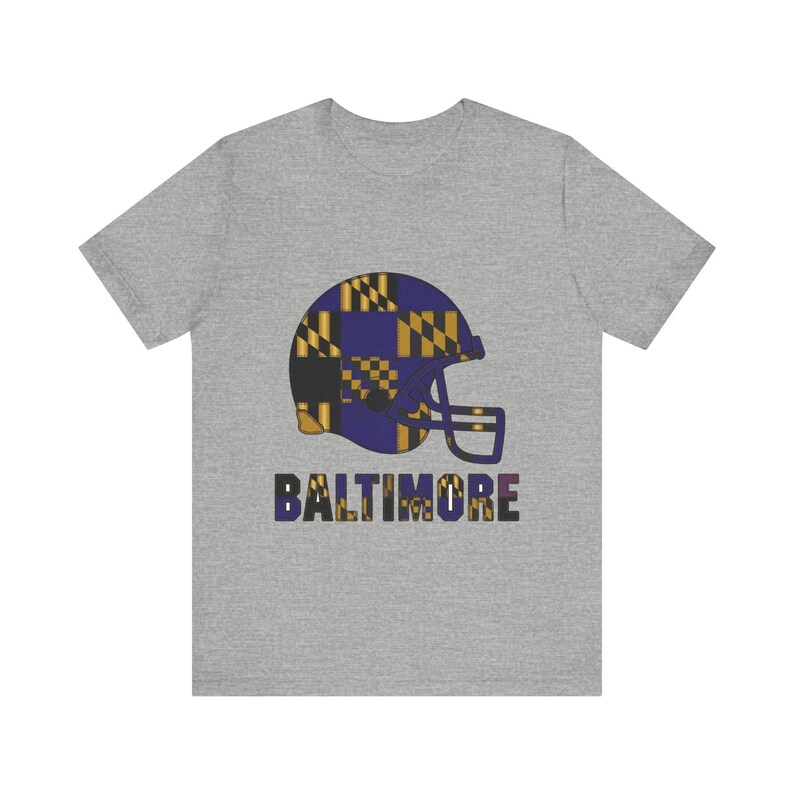 Camiseta de fútbol americano Baltimore Patchwork Helmet Football Shirt, camiseta retro para el día del partido, ropa unisex para aficionados, regalo deportivo imagen 2