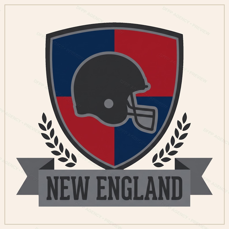 Pacchetto di sublimazione per la squadra di football del New England, 8 disegni PNG per caschi, clipart per magliette da gioco, download digitale. immagine 9