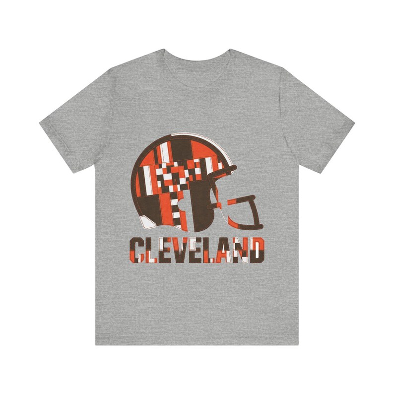 Cleveland Browns Patchwork Helmet Football Shirt, Retro Game Day Tee, Unisex Fan Apparel, Sports Gift image 2