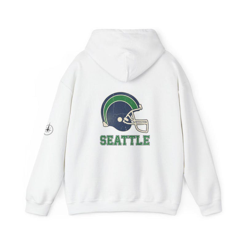 Seattle Football Vintage Varsity Helmet Hooded Sweatshirt, Game Day Hoodie, Fan Pullover Gift image 5