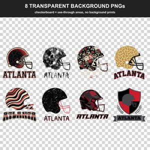 Atlanta hjälm PNG-paket, 8 fotbollsfanstilar, sublimerings- och DTF-designer, omedelbar nedladdning bild 2