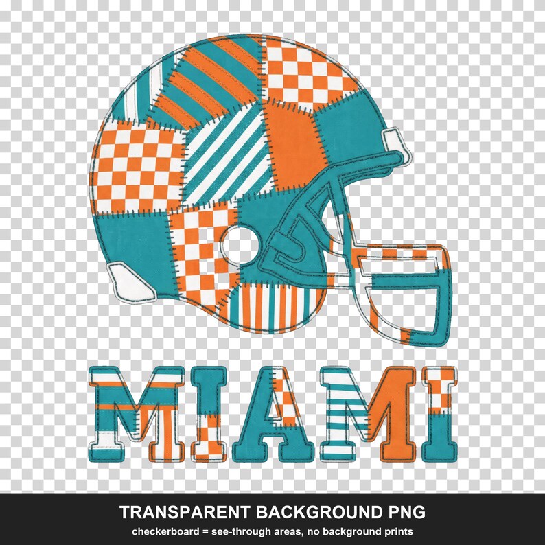 Casco de Miami Patchwork PNG, Sublimación para aficionados al fútbol, ​​Imágenes prediseñadas para camisetas, Descarga digital imagen 2