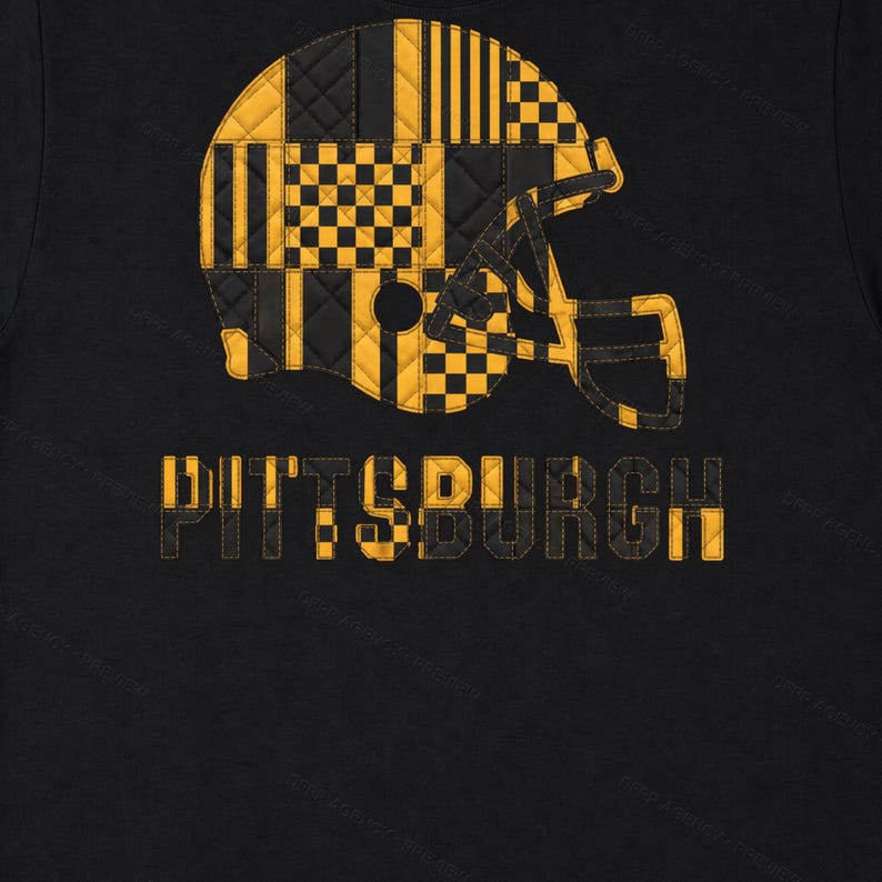 Pittsburgh Patchwork-hjälm PNG, sublimering av fotbollsfans, skjorta Clipart, digital nedladdning bild 6