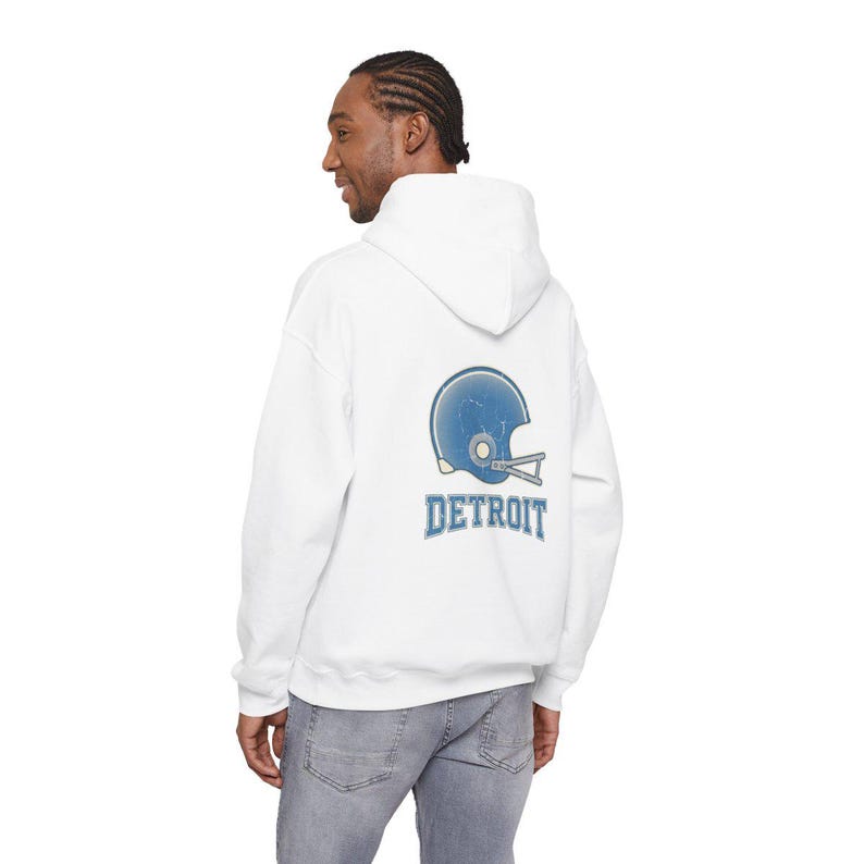 Detroit Vintage Varsity Helmet Hoodie, Retro Football Sweatshirt, Game Day Pullover, Fan Hoodie image 6