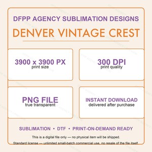Denver Vintage Crest Football PNG, Retro Varsity Sublimation Design, Digital Download image 7