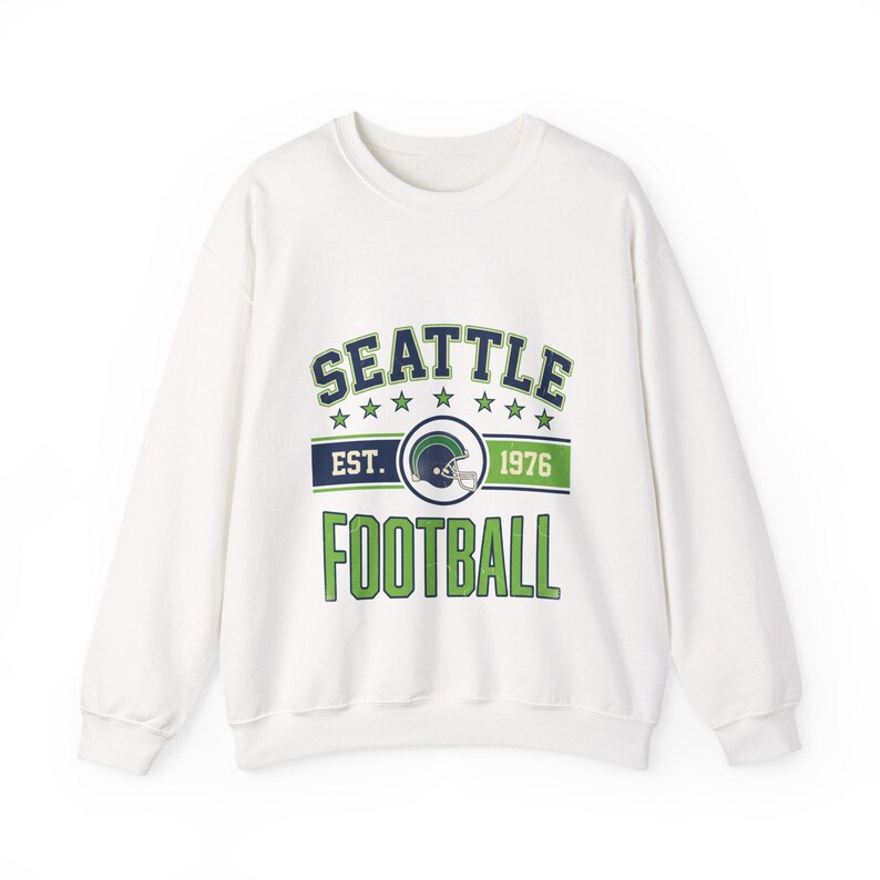 Moletom com o brasão vintage do Seattle | Estampa para torcedores de futebol americano | Moletom unissex imagem 1