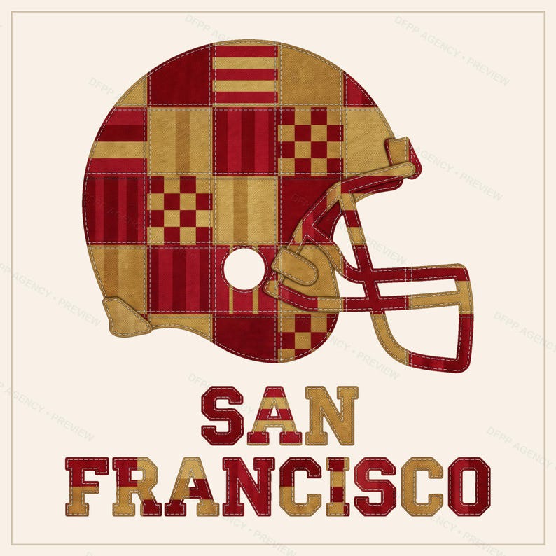 San Francisco Patchwork Helmet Game Day Hoodie, Unisex voetbaltrui, comfortabele herfsttrui afbeelding 9