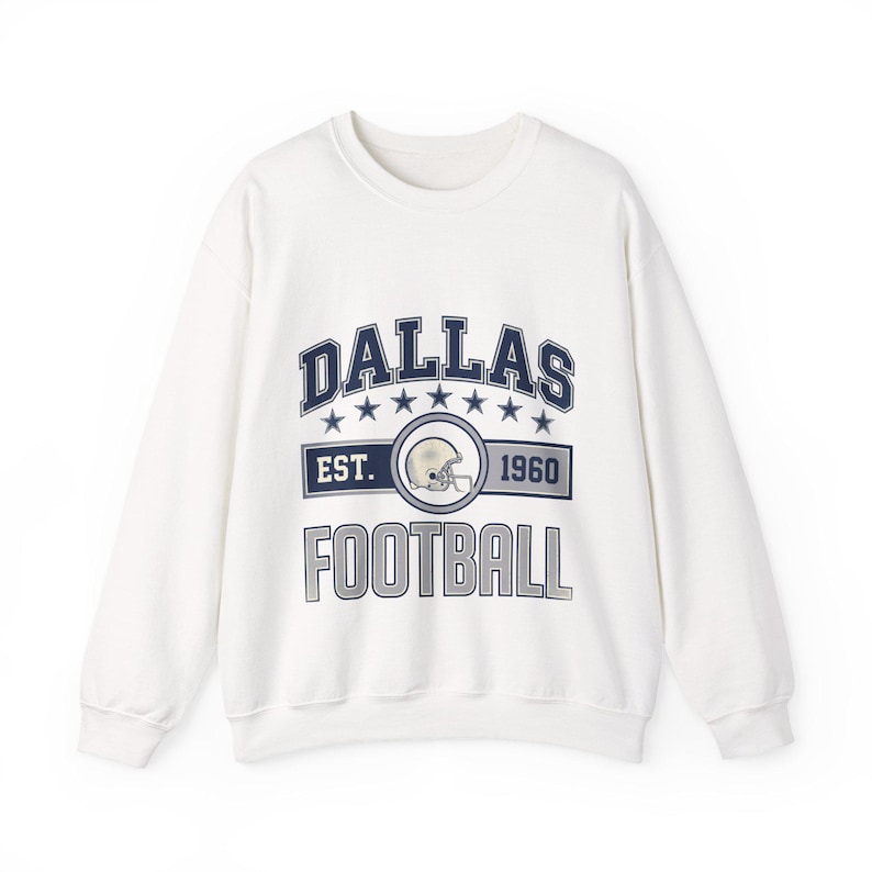 Sweat-shirt vintage Dallas à écusson | Graphisme pour fans de football | Sweat-shirt unisexe image 1
