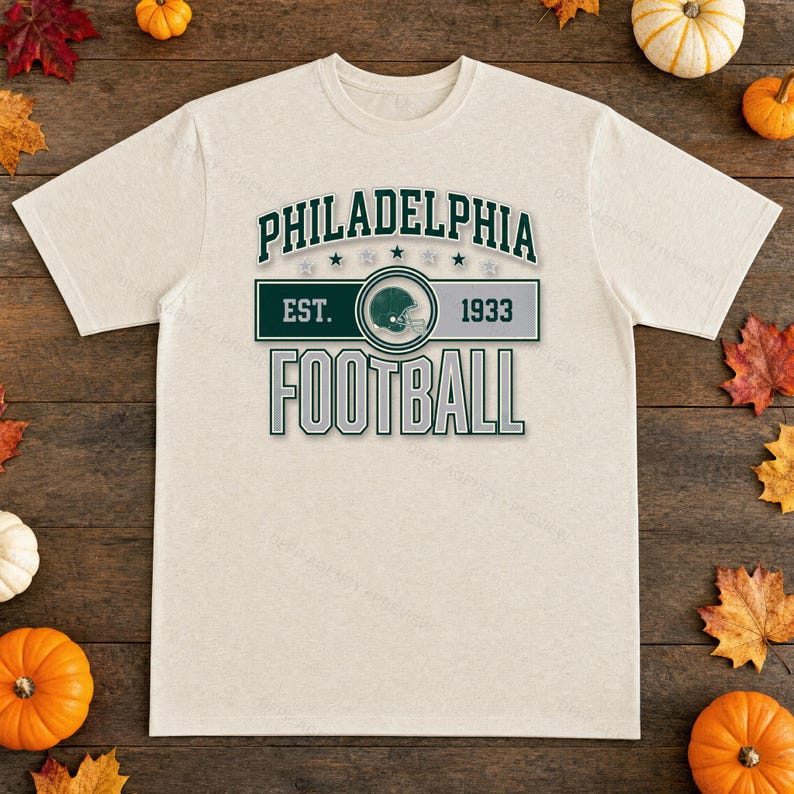 Philadelphia Vintage Crest Football PNG, Retro Varsity Sublimation Design, Digital Download image 2
