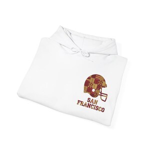 San Francisco Patchwork Helmet Game Day Hoodie, Unisex voetbaltrui, comfortabele herfsttrui afbeelding 8