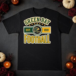 Green Bay Vintage Crest Football PNG, Retro Varsity Sublimation Design, Digital Download image 5
