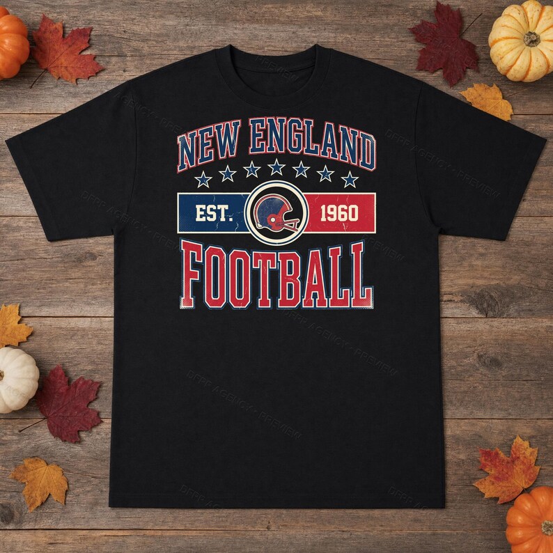 Vintage New England Patriots-logo (voetbal) PNG, retro varsity sublimatieontwerp, digitale download afbeelding 3