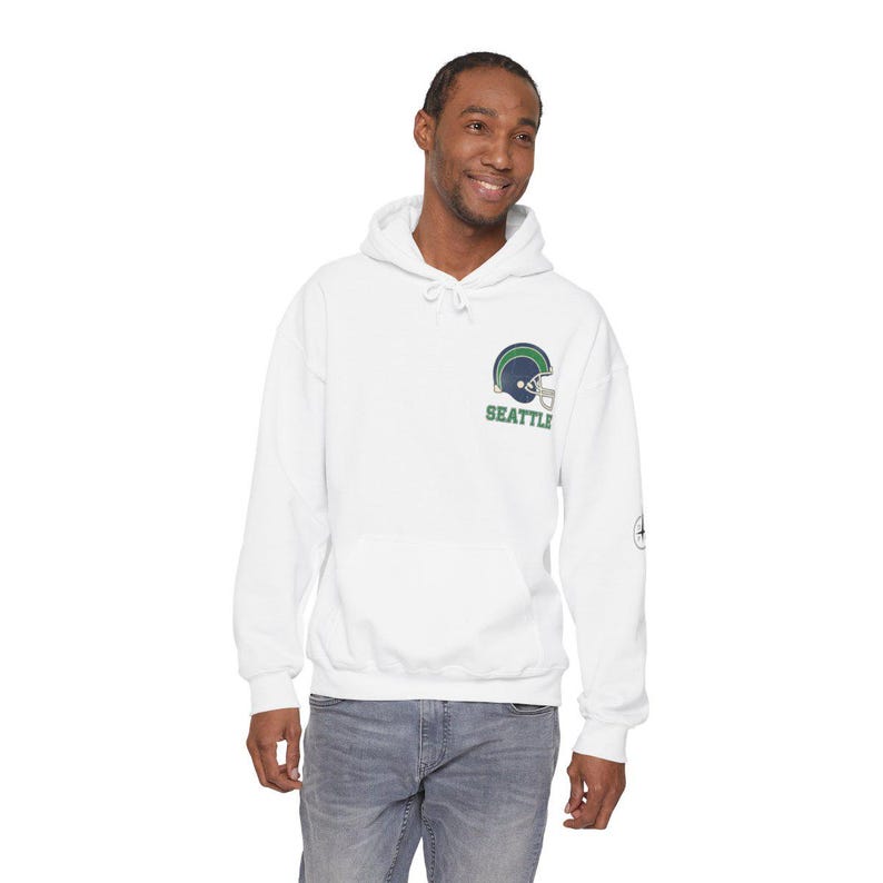 Seattle Football Vintage Varsity Helmet Hooded Sweatshirt, Game Day Hoodie, Fan Pullover Gift image 2