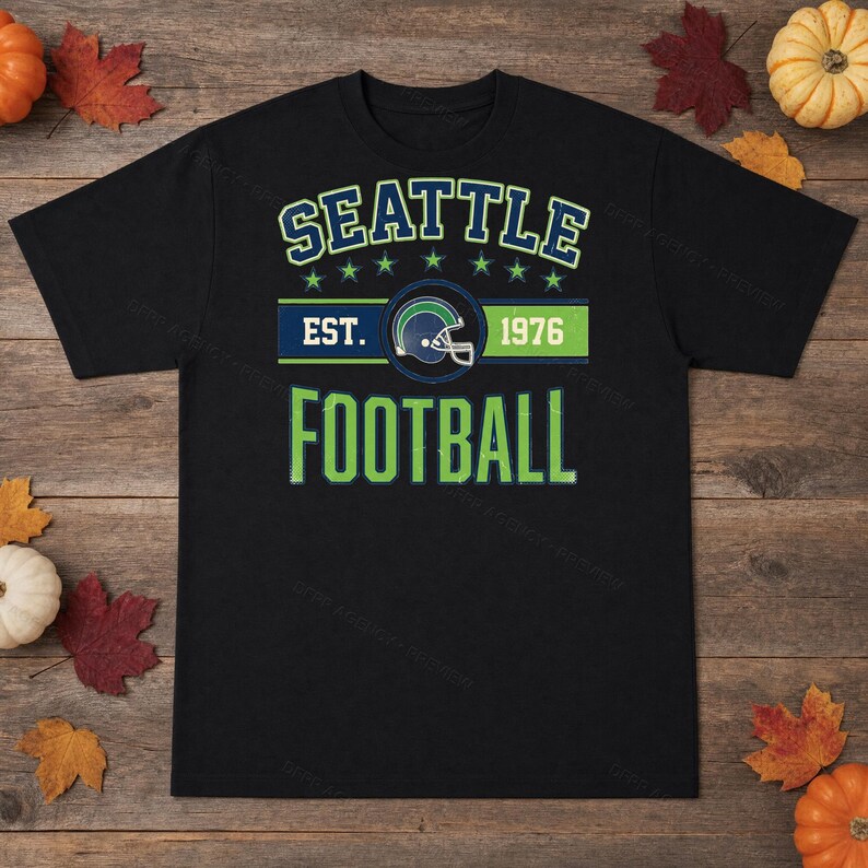 Seattle Vintage Wappen-Football-PNG, Retro-College-Sublimationsdesign, Digitaler Download Bild 3