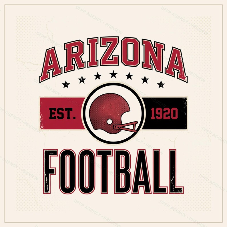 Escudo vintage de los Arizona Cardinals, imagen PNG de fútbol americano, diseño retro universitario para sublimación, descarga digital. imagen 1