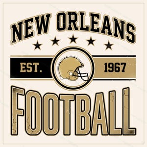 New Orleans Vintage Crest Football PNG, Retro Varsity Sublimation Design, Digital Download image 1