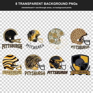 Pack de sublimation pour l'équipe de football américain de Pittsburgh : 8 motifs de casques au format PNG, clipart pour t-shirts de match, téléchargement numérique image 2