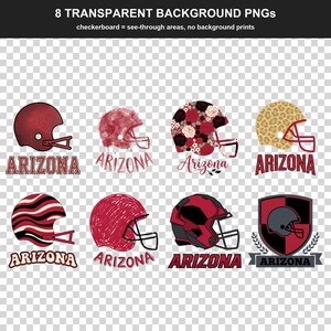 Paquete de imágenes PNG de Arizona Football, 8 diseños de cascos, conjunto de sublimación para el día del partido, descarga digital. imagen 2