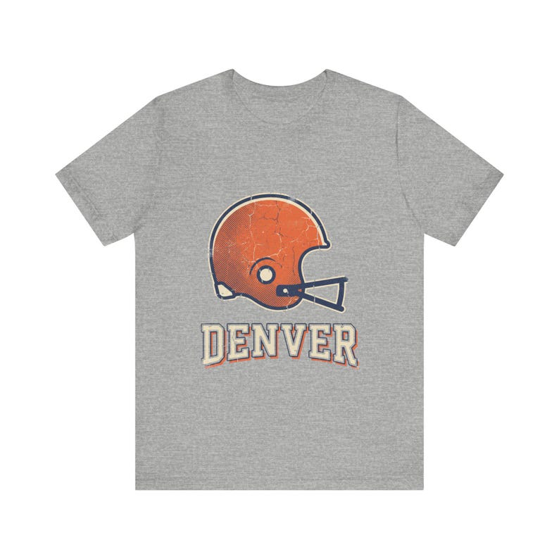 Denver Broncos Vintage Varsity Helmet Football Tee, Vintage Game Day Shirt, Sports Apparel, Great Gift image 2