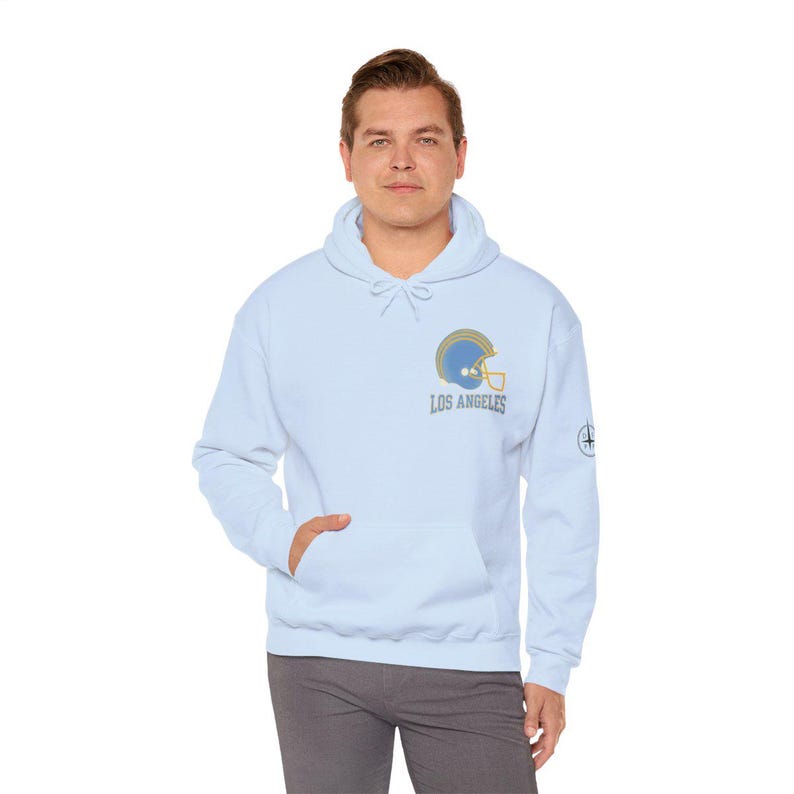 Los Angeles Chargers Football Vintage Varsity Helmet Hooded Sweatshirt, Game Day Hoodie, Fan Pullover Gift image 4