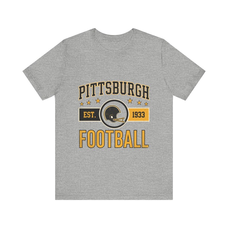 Pittsburgh Vintage Crest T-shirt | Grafisch ontwerp voor voetbalfans | Unisex T-shirt afbeelding 2