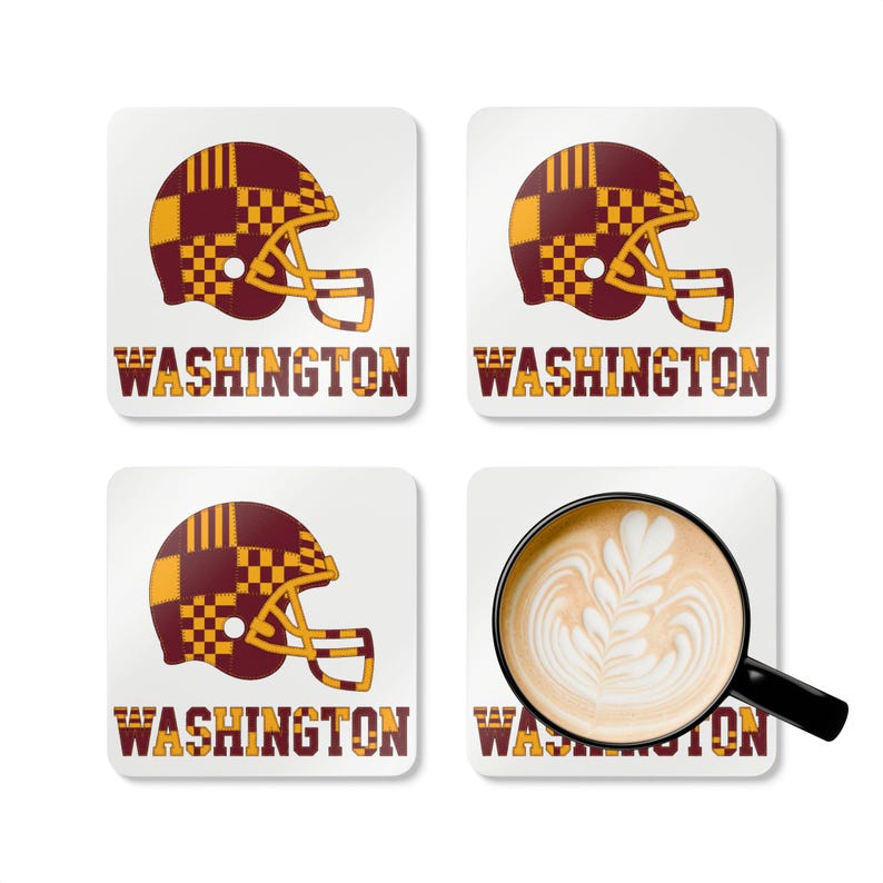 Washington Commanders Football Helmet Drink Coaster, Game Day Cork Coaster, Fan Home Decor image 3