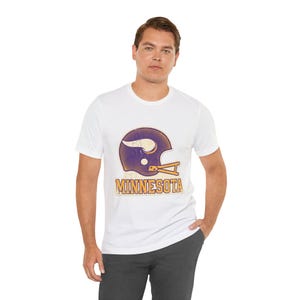 Minnesota Vikings Game Day T-Shirt, Vintage Varsity Helmet Football Fan Tee, Vintage Style Sports Shirt image 1