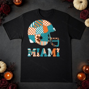 Casco de Miami Patchwork PNG, Sublimación para aficionados al fútbol, ​​Imágenes prediseñadas para camisetas, Descarga digital imagen 5