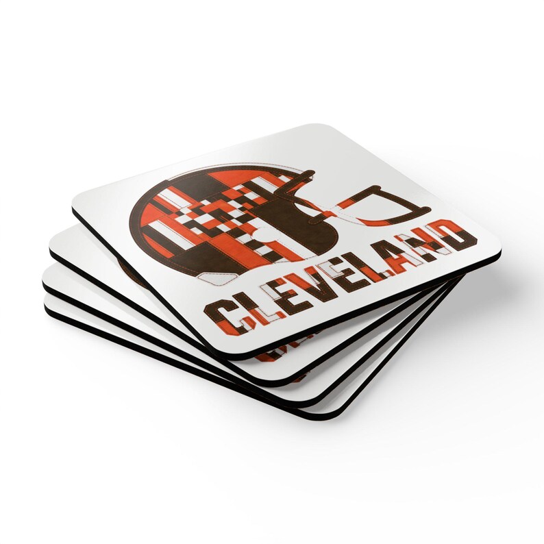 Cleveland Browns Footballhelm-Untersetzer, Kork-Getränkeuntersetzer, Deko für die Männerhöhle, Fangeschenk Bild 5