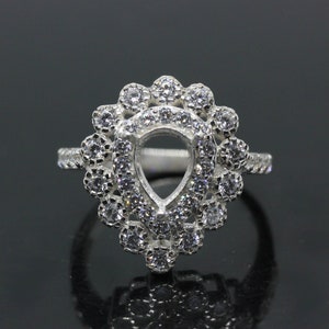 8x6 MM. pear cut semi-mount ring setting sterling silver 925# 530 Pre order