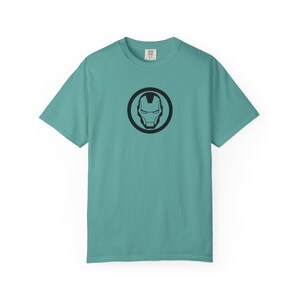 Minimal Iron Helmet Graphic T-Shirt | Superhero Tech Logo Tee | Ironman Logo image 5