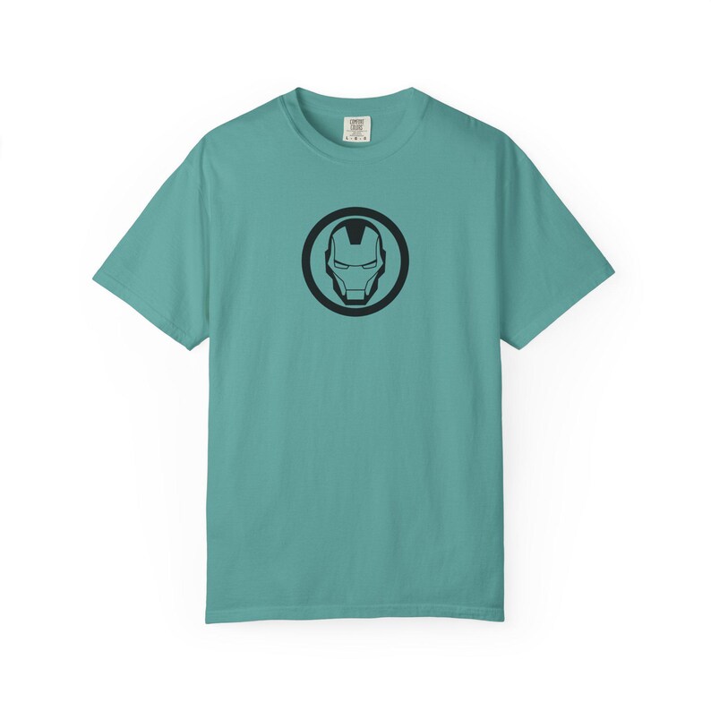 Minimal Iron Helmet Graphic T-Shirt | Superhero Tech Logo Tee | Ironman Logo image 5