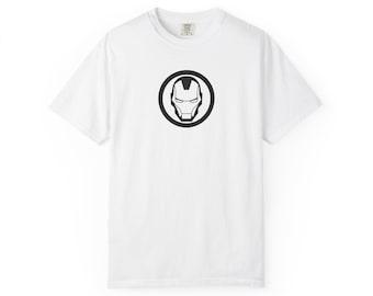 Minimal Eisen Helm Grafik T-Shirt | Superheld Tech Logo T-Shirt | Ironman Logo
