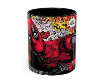 Red Comic Antihero Panel Mug | Accent Coffee Mug 11oz 15oz
