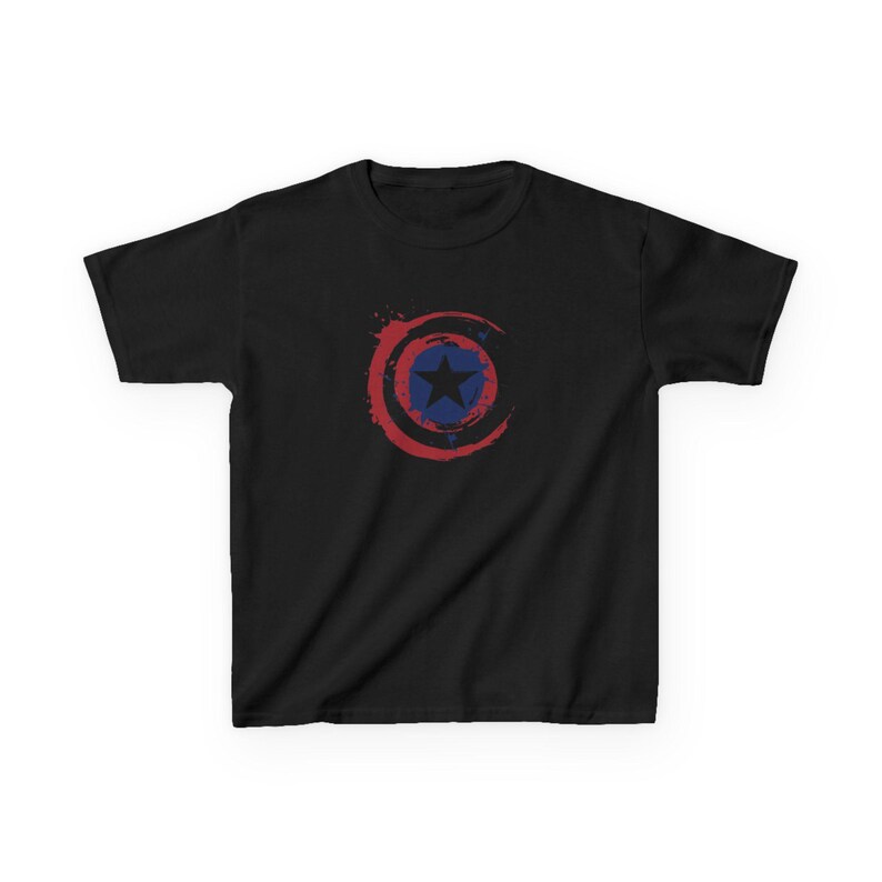 Captain America Star Shield Kids T-Shirt | Distressed Patriotic Emblem Tee Bild 4