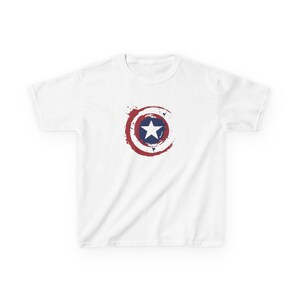 Captain America Star Shield Kids T-Shirt | Distressed Patriotic Emblem Tee Bild 1