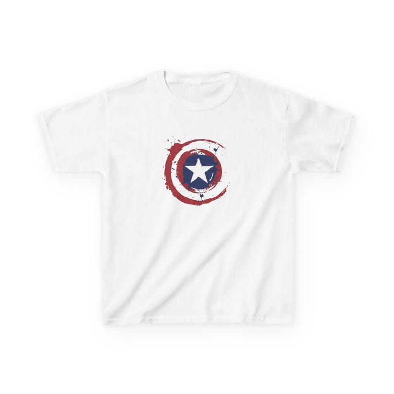 Captain America Star Shield Kids T-Shirt | Distressed Patriotic Emblem Tee Bild 1
