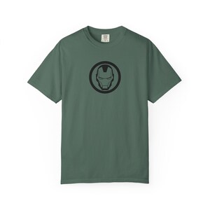 Minimal Iron Helmet Graphic T-Shirt | Superhero Tech Logo Tee | Ironman Logo image 4
