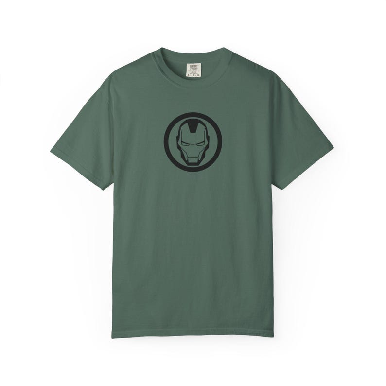 Minimal Iron Helmet Graphic T-Shirt | Superhero Tech Logo Tee | Ironman Logo image 4