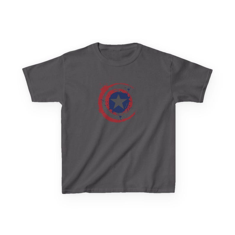 Captain America Star Shield Kids T-Shirt | Distressed Patriotic Emblem Tee Bild 7