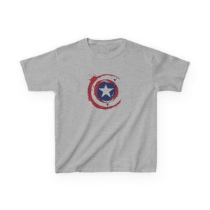 Captain America Star Shield Kids T-Shirt | Distressed Patriotic Emblem Tee Bild 5