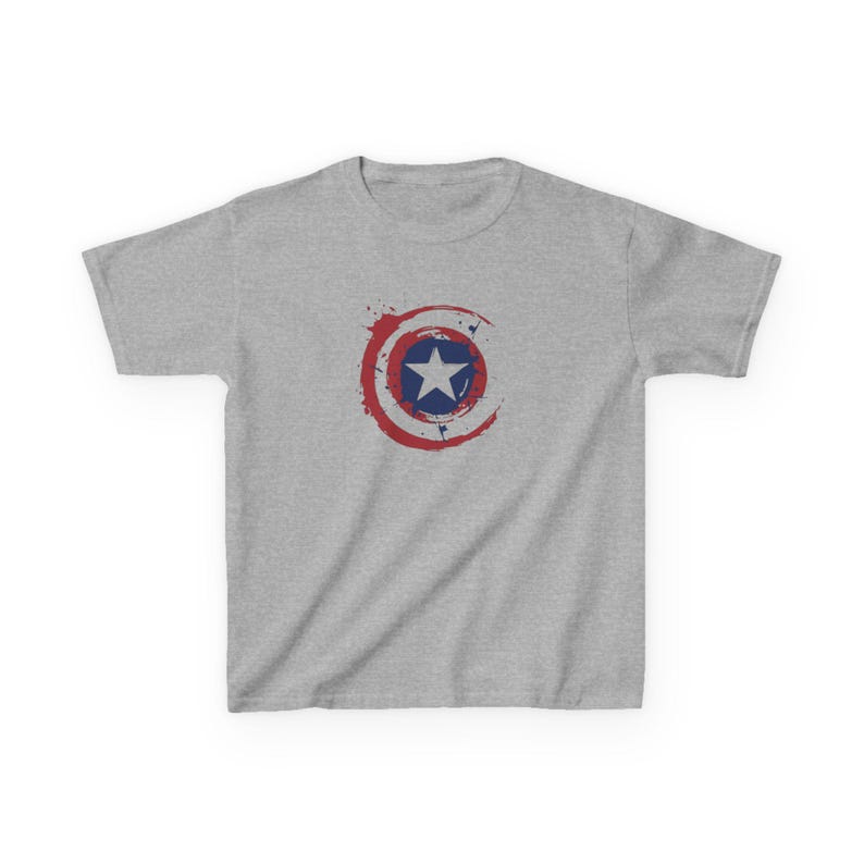 Captain America Star Shield Kids T-Shirt | Distressed Patriotic Emblem Tee Bild 5