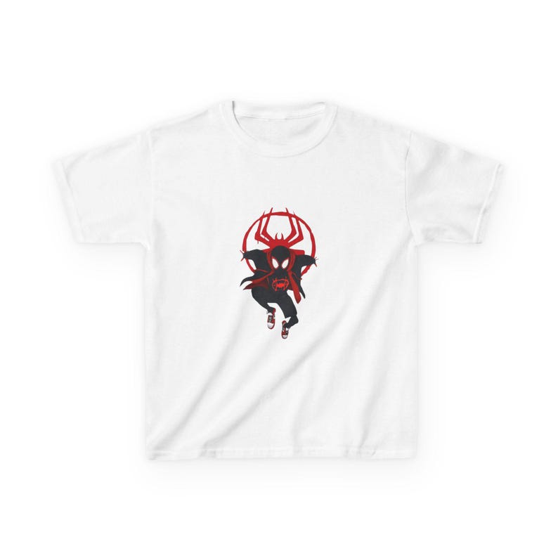 Spider-Man Miles Morales T-shirts enfant | Emblème d'araignée rouge noir image 1