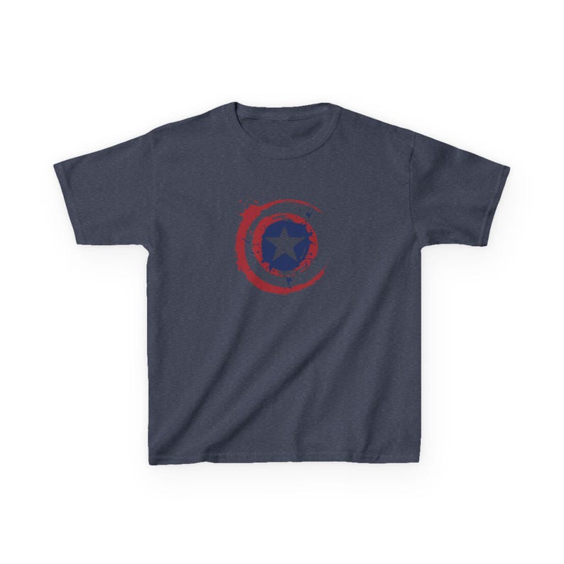 Captain America Star Shield Kids T-Shirt | Distressed Patriotic Emblem Tee Bild 8