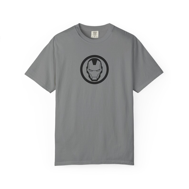 Minimal Iron Helmet Graphic T-Shirt | Superhero Tech Logo Tee | Ironman Logo image 3
