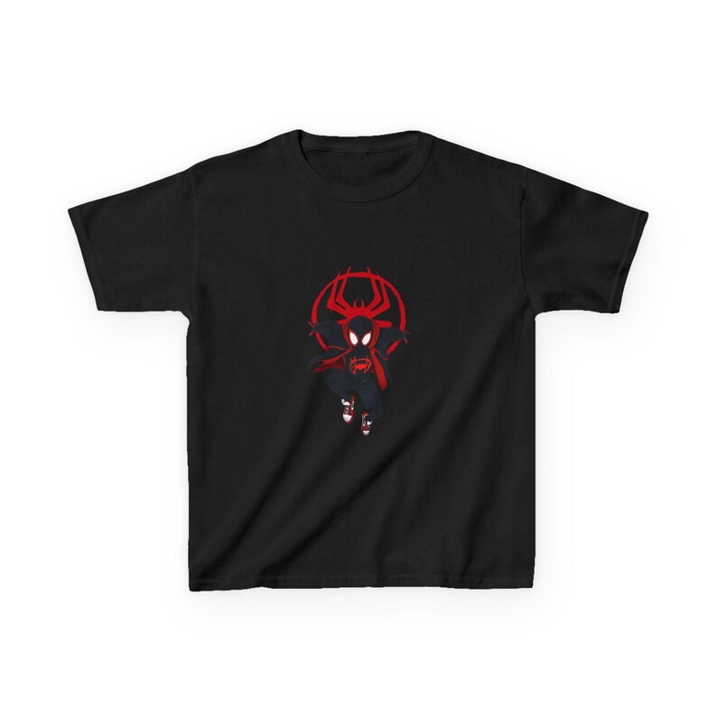 Spider-Man Miles Morales T-shirts enfant | Emblème d'araignée rouge noir image 4