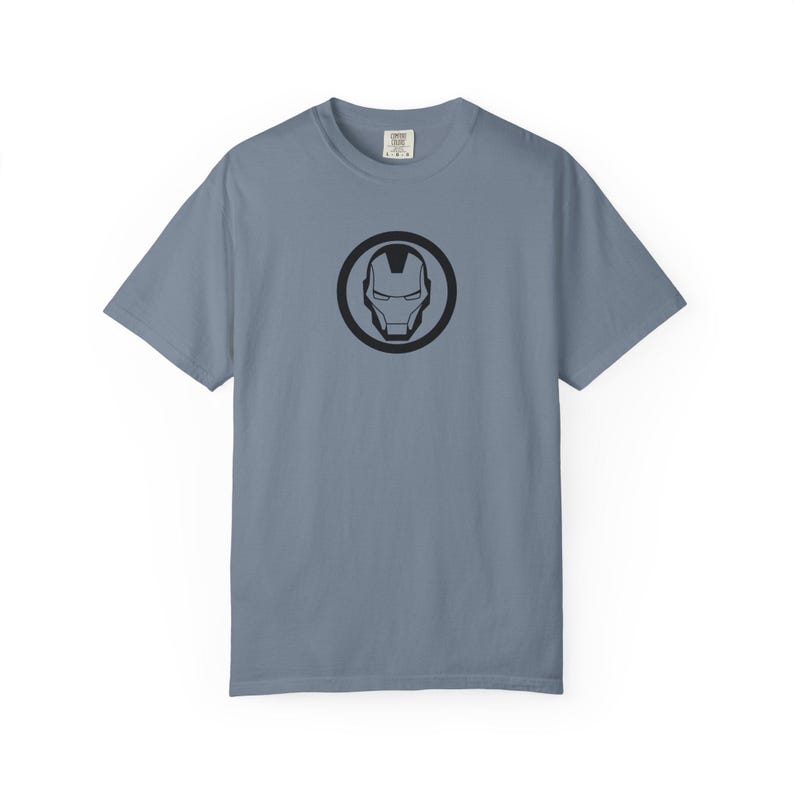 Minimal Iron Helmet Graphic T-Shirt | Superhero Tech Logo Tee | Ironman Logo image 6