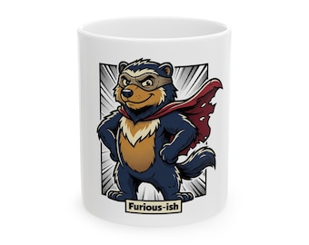 de héros raton laveur furieux | Mug en céramique drôle de style bande dessinée