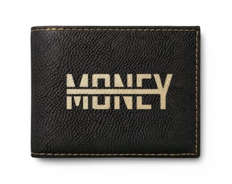 Geld Grafik Bi-Fold Brieftasche | Klapp - Portemonnaie aus Leder mit Überschlag